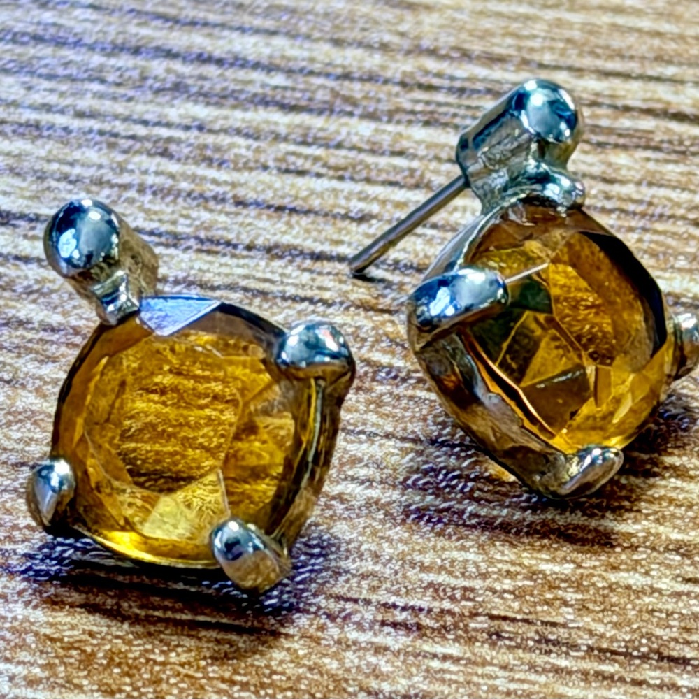 Citrine and gold tone Stud Earrings
